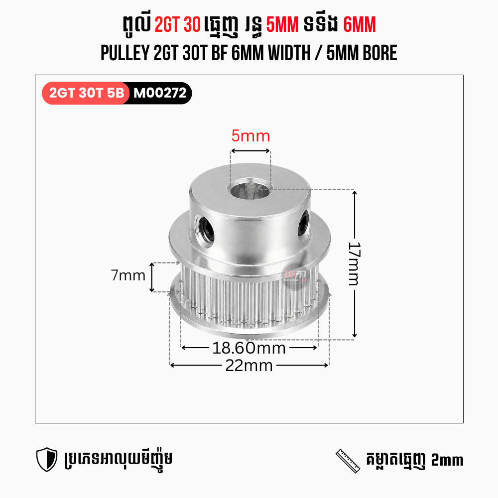 2GT 30T BF 2M 6/10mm Width